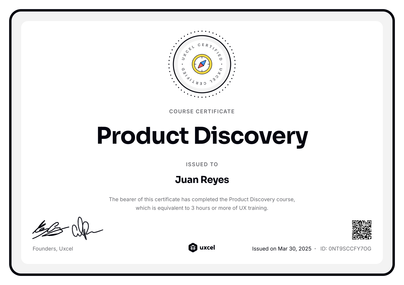 Juan Reyes's certificate